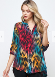Jewel Tone Rolled Sleeve Terra Top