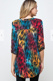 Jewel Tone Rolled Sleeve Terra Top