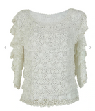 One Size 3/4 Sleeve Crochet Top - 2 Colors