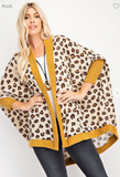 Animal Printed Waffle Loose Fit Open Cardigan