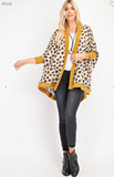 Animal Printed Waffle Loose Fit Open Cardigan