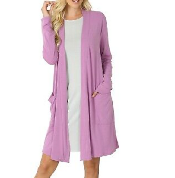 Long Sleeve Body Length Pocket Cardigan - 5 colors