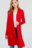 Long Sleeve Body Length Pocket Cardigan - 5 colors