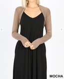 Long Sleeve Bolero with Side Shirring - 4 Colors