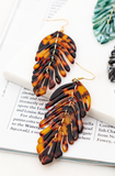 Acetate Tiered Long Leaf Shape Drop Earrings - 2 Colors