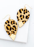 Teardrop Shape Leather Animal Print Earrings - 3 Colors