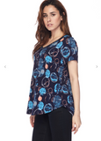 Graphic Circles V-Neck High-Low Top