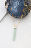 Long Bar Natural Stone Pendant Necklace - 4 Colors