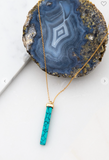 Long Bar Natural Stone Pendant Necklace - 4 Colors