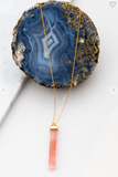 Long Bar Natural Stone Pendant Necklace - 4 Colors