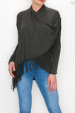 Fringe Accent Drape Cardigan