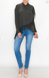 Fringe Accent Drape Cardigan