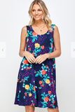 Purple Leopard & Roses Tank Dress