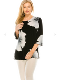 Black/White Flower Merrow Top