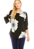 Black/White Flower Merrow Top