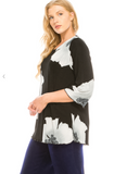 Black/White Flower Merrow Top