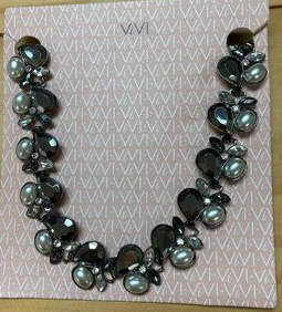 Pearl and Black Crystal Necklace