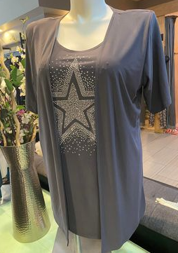 Grey Topper with Attached Sparkle Shirt