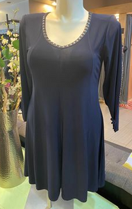 Navy Dress with Silver Accent to Neckline