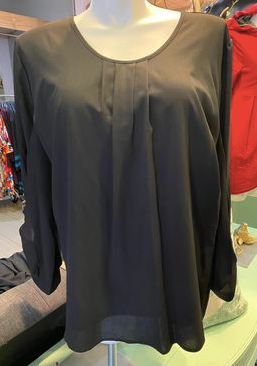 Black Pleated Top with Sleeve Detail