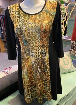 Gold Medallion 3/4 Sleeved Dress