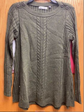 Ribbed Tunic Sweater with Button Detail