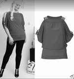 Cold Shoulder Raglan Sleeve Bedazzled Top