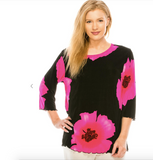 Black/White Flower Merrow Top