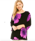 Black/White Flower Merrow Top