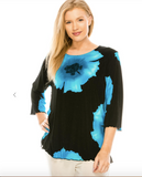 Black/White Flower Merrow Top