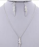 Animal Crocodile Metal Pendant Necklace & Earring Set