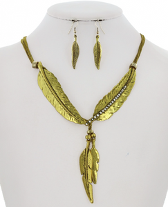 Gold leaf Necklace & Earring Set