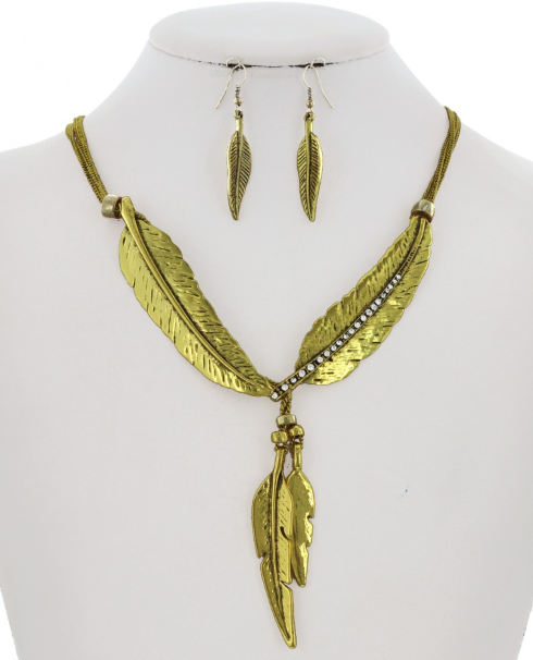 Gold leaf Necklace & Earring Set