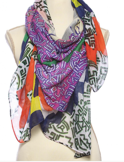 Polyester Woven Modal Touch Abstract Print Scarf