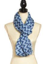 Beige Navy Polyester Infinity 3 tones Scarf w/ Chevron Design