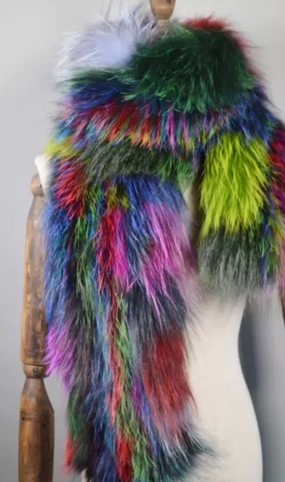 Rainbow Fox Fur Scarf