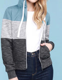 Color Block Zip Up Hoodie
