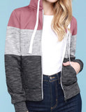 Color Block Zip Up Hoodie