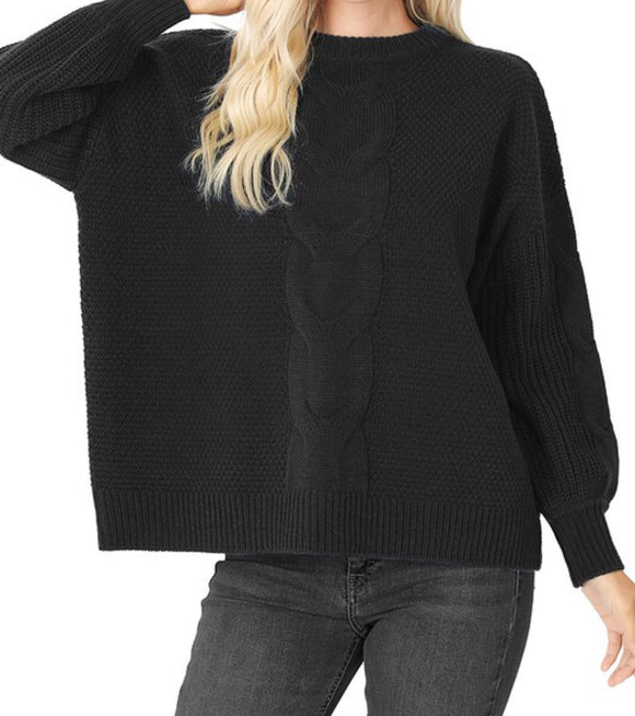 Black oversize Cable sweater