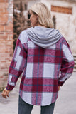 Plaid Dropped Shoulder Hooded Jacket