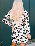 Round Neck Long Sleeve Leopard Dress