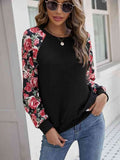 Floral Raglan Sleeve Round Neck Sweatshirt