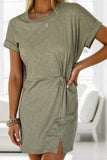 Twisted Round Neck Short Sleeve Dress