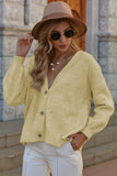 V-Neck Button-Down Dropped Shoulder Cardigan
