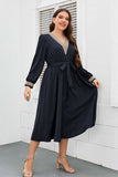 Plus Size Contrast Tie Waist Midi Dress