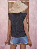 Printed Tie Neck Flutter Sleeve Blouse