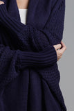 Dolman Sleeve Open Front Ribbed Trim Longline Cardigan