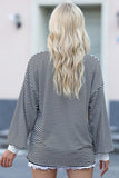 Striped Round Neck Dropped Shoulder Sweatshirt
