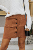 Double Take Buttoned Corduroy Mini Skirt