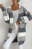 Neutral Celebration Striped Long Sleeve Duster Cardigan